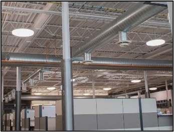 Waldinger Corporation office with retrofitted GENISYS PoE pendant lighting