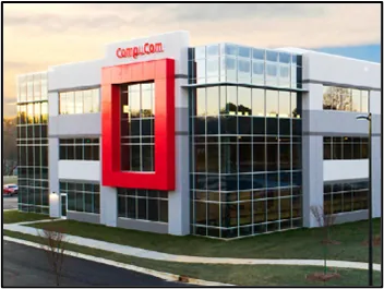Overview of CompuCom global headquarters campus with GENISYS PoE lighting