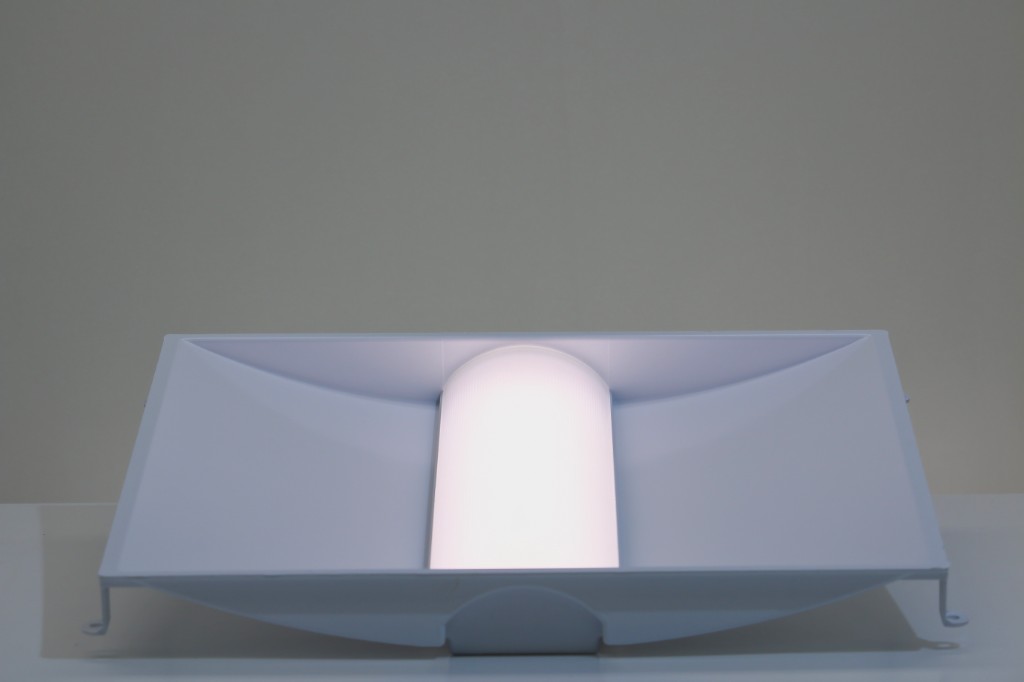 GENISYS Leaf Troffer PoE lighting illuminated at 4000K showing soft volumetric white light