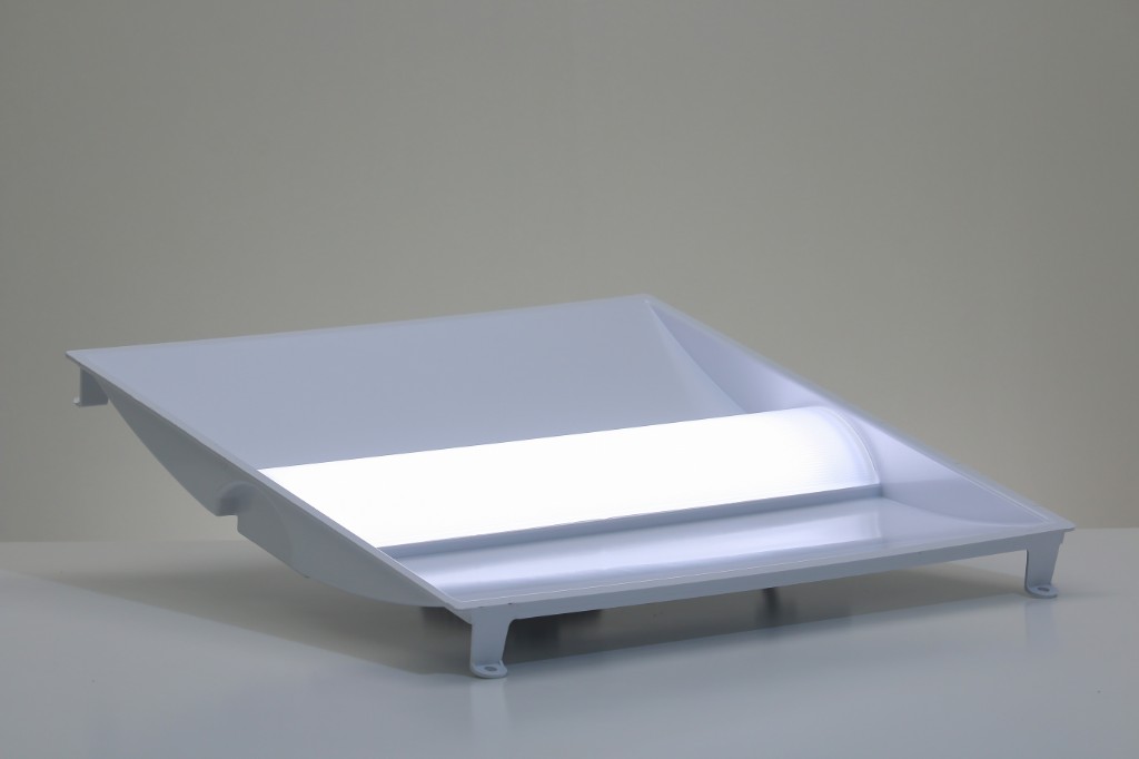 GENISYS Leaf Troffer PoE lighting at 5000K cool white, angled view