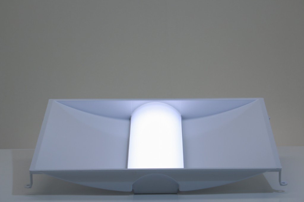 GENISYS Leaf Troffer PoE lighting at 5000K cool white, side studio view