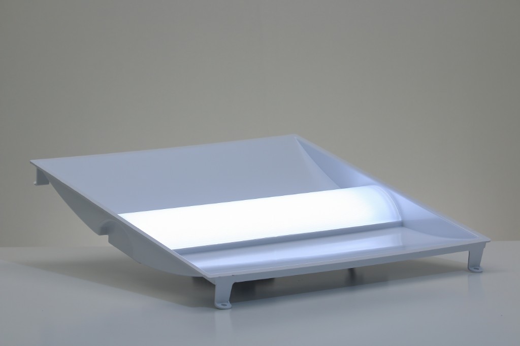 GENISYS Leaf Troffer PoE lighting at 6000K cool daylight white, angled view