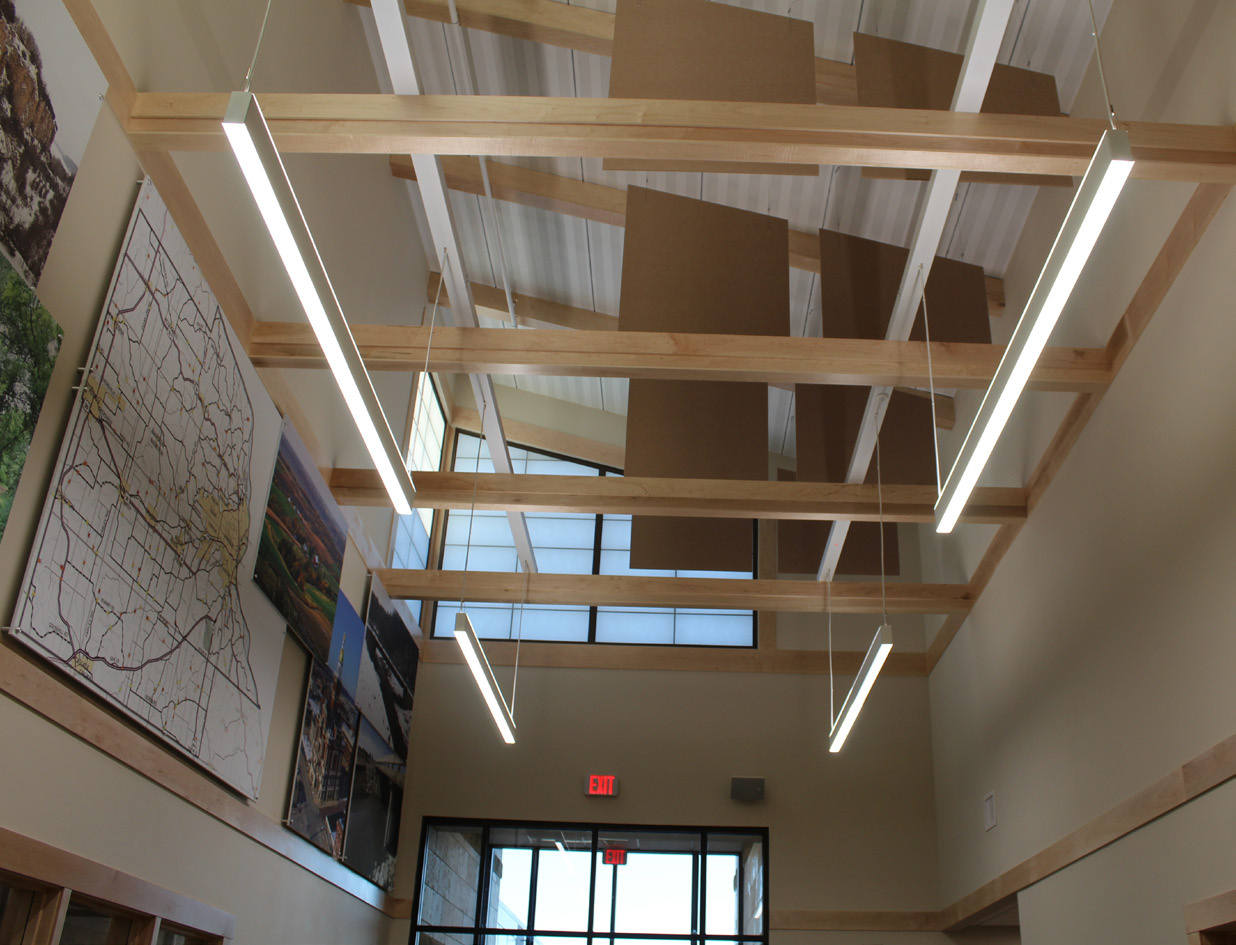 Wide view of Dubuque West Campus municipal facilities with GENISYS PoE lighting
