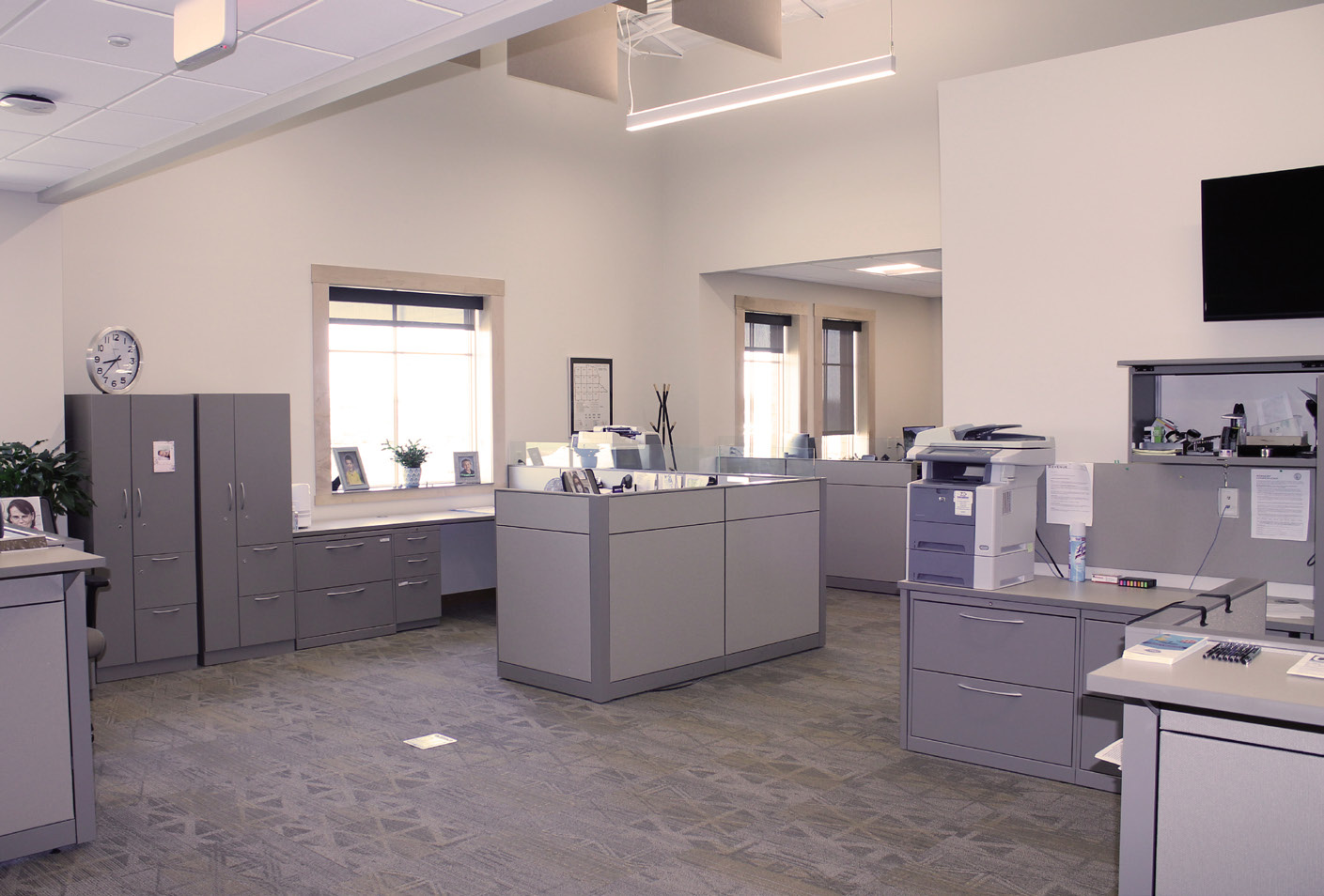 Dubuque West Campus office interior with GENISYS PoE troffer lighting