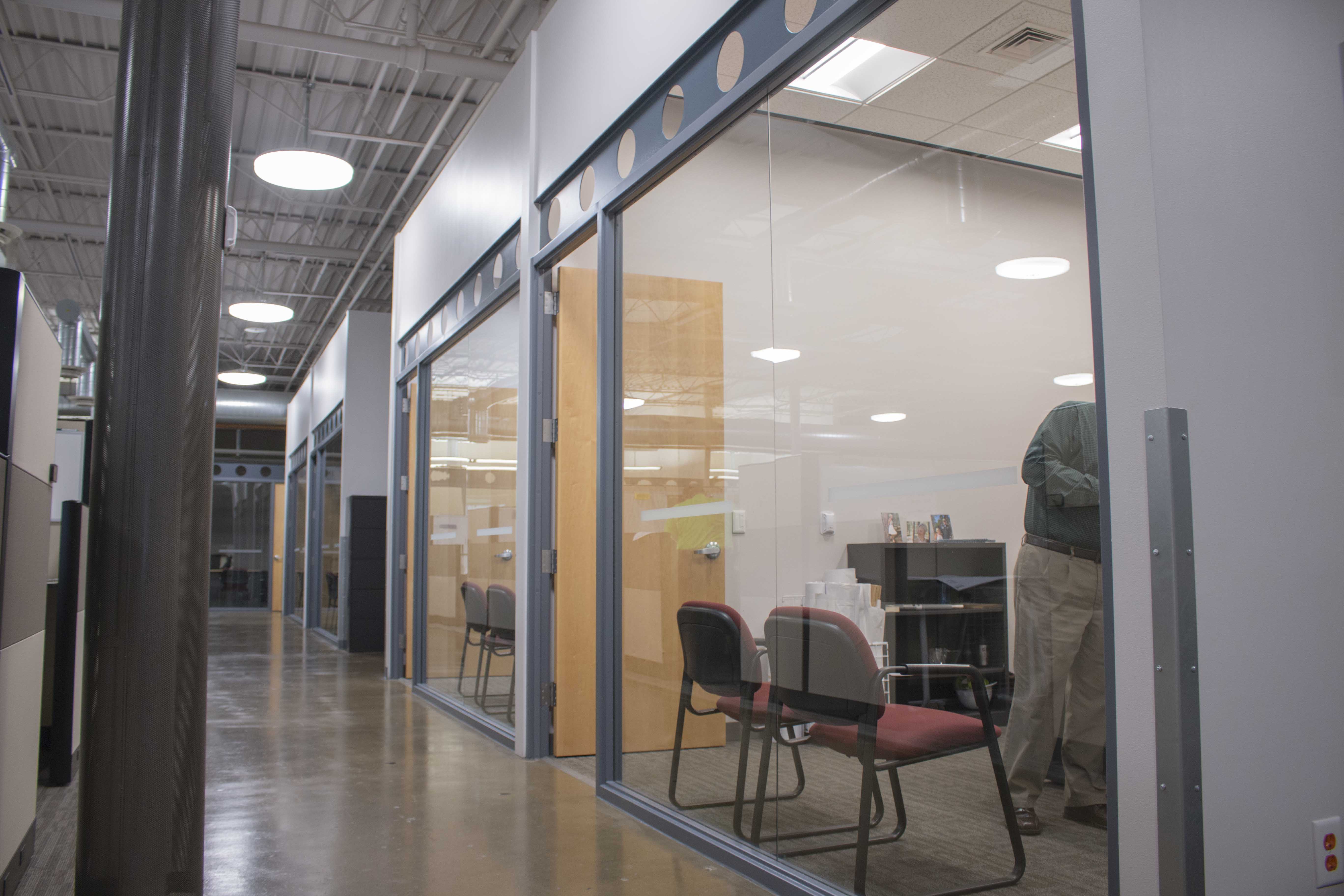 Waldinger private office with GENISYS Leaf troffer PoE lighting