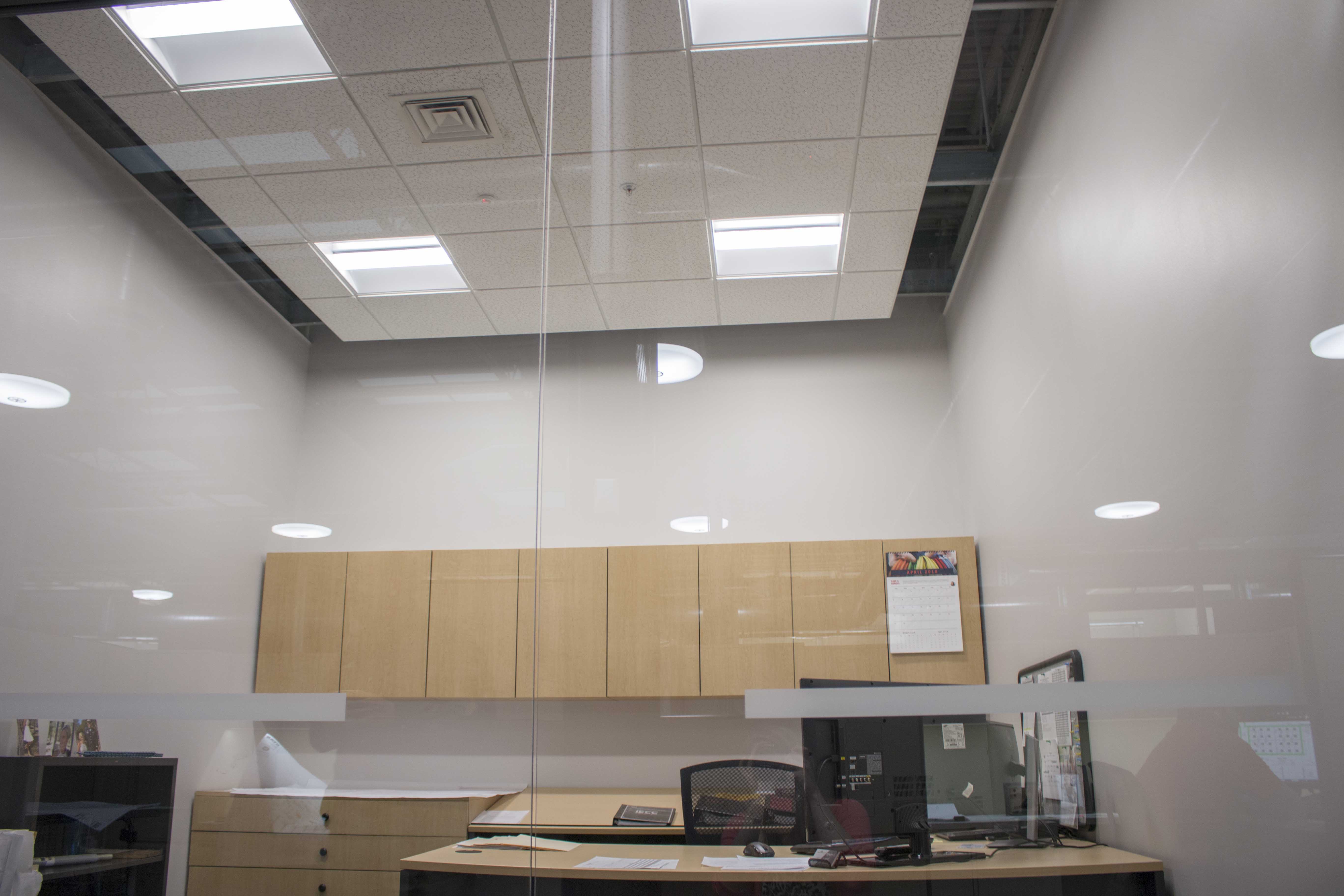 Full floor view of Waldinger electrical division office with GENISYS PoE lighting