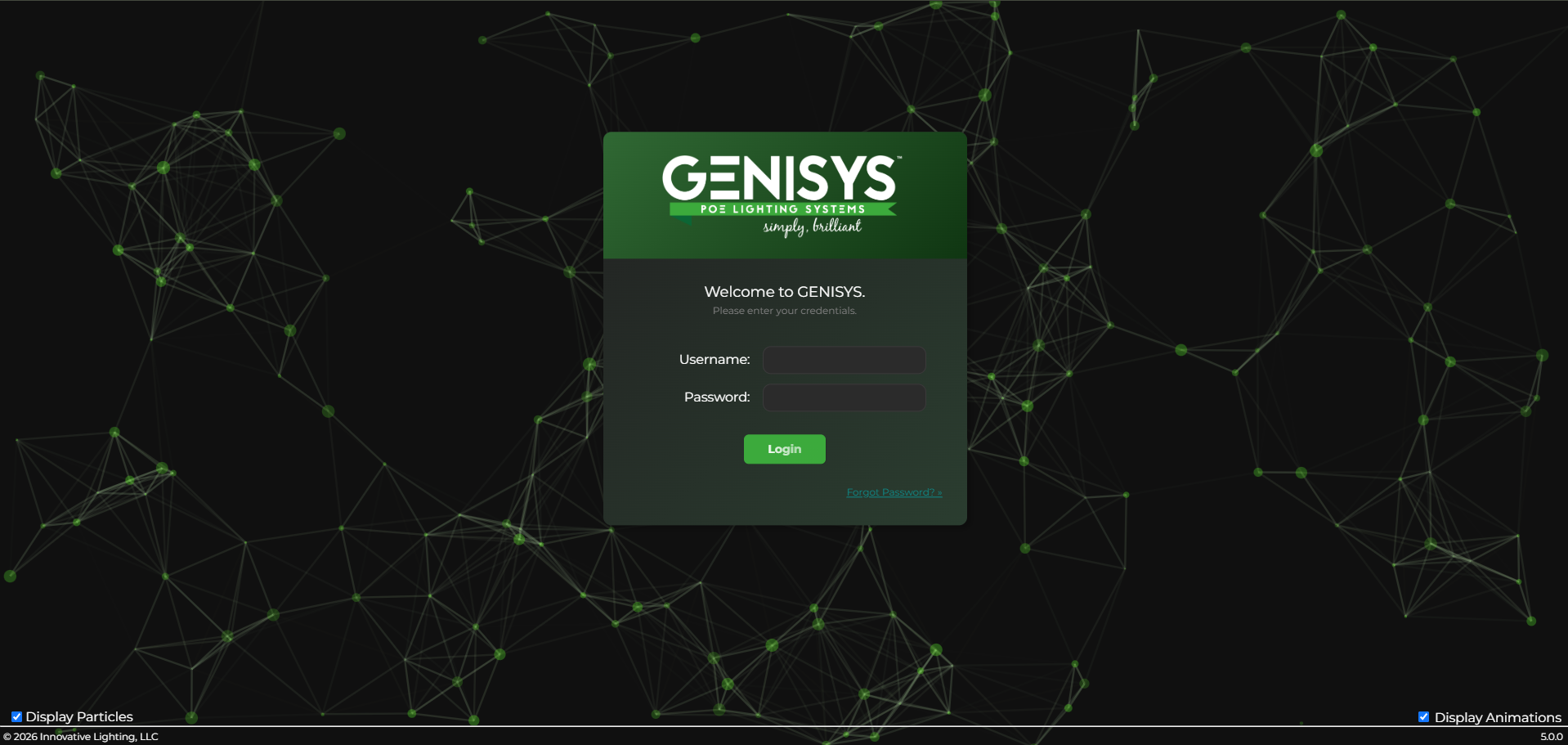GENISYS PoE lighting software login