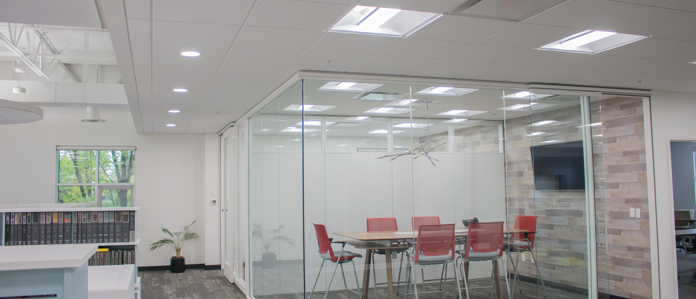 GENISYS PoE lighting installed in a renovated commercial space by a U.S. manufacturer
